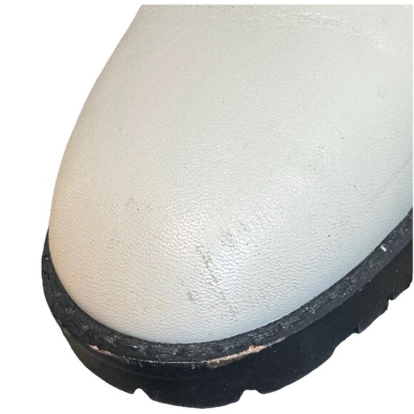 COACH Women's White Leather Jill Booties Size 8 Block Heel Winter Ankle Boots - Picture 12 of 13